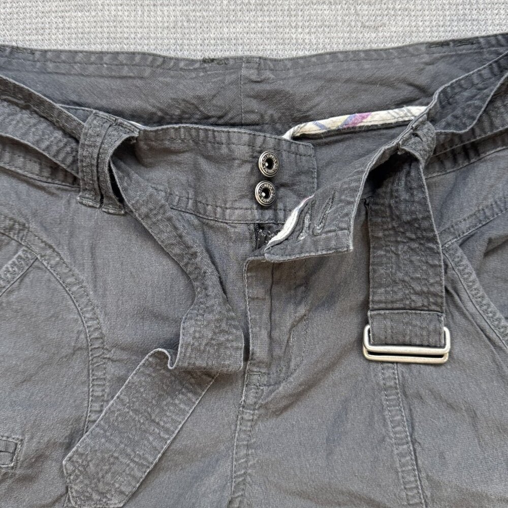 Columbia Womens Gray Cargo Capri Pants Size 4 Pockets Belted Double Button Waist - Picture 7 of 15